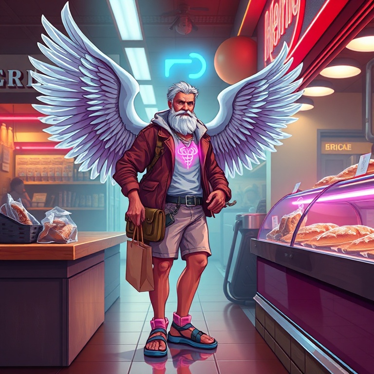 I Bought Bread Before the Prophecies Loaded · Day 6 · Neon bakery breakfast