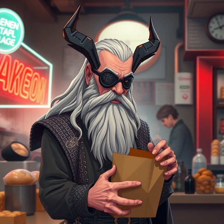 I Bought Bread Before the Prophecies Loaded · Day 8 · Neon bakery breakfast