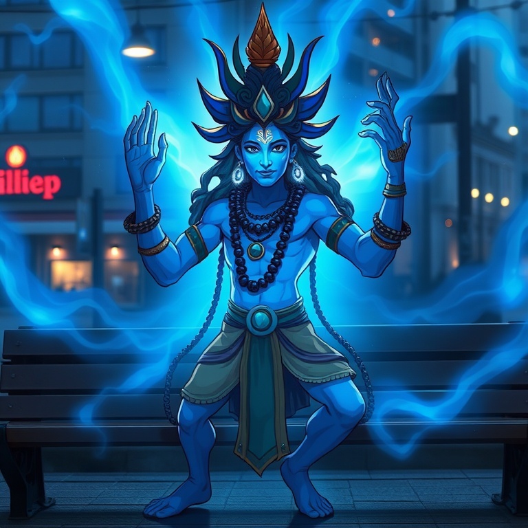 Shiva · city bench with
