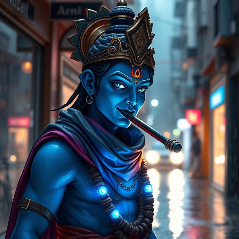 Krishna · rainy alley on