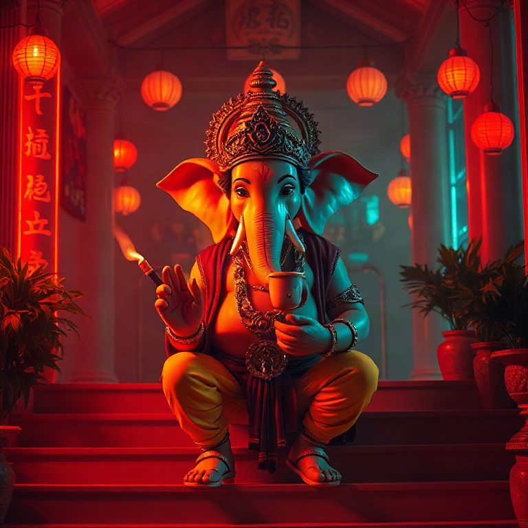 Ganesha · visitor bench after
